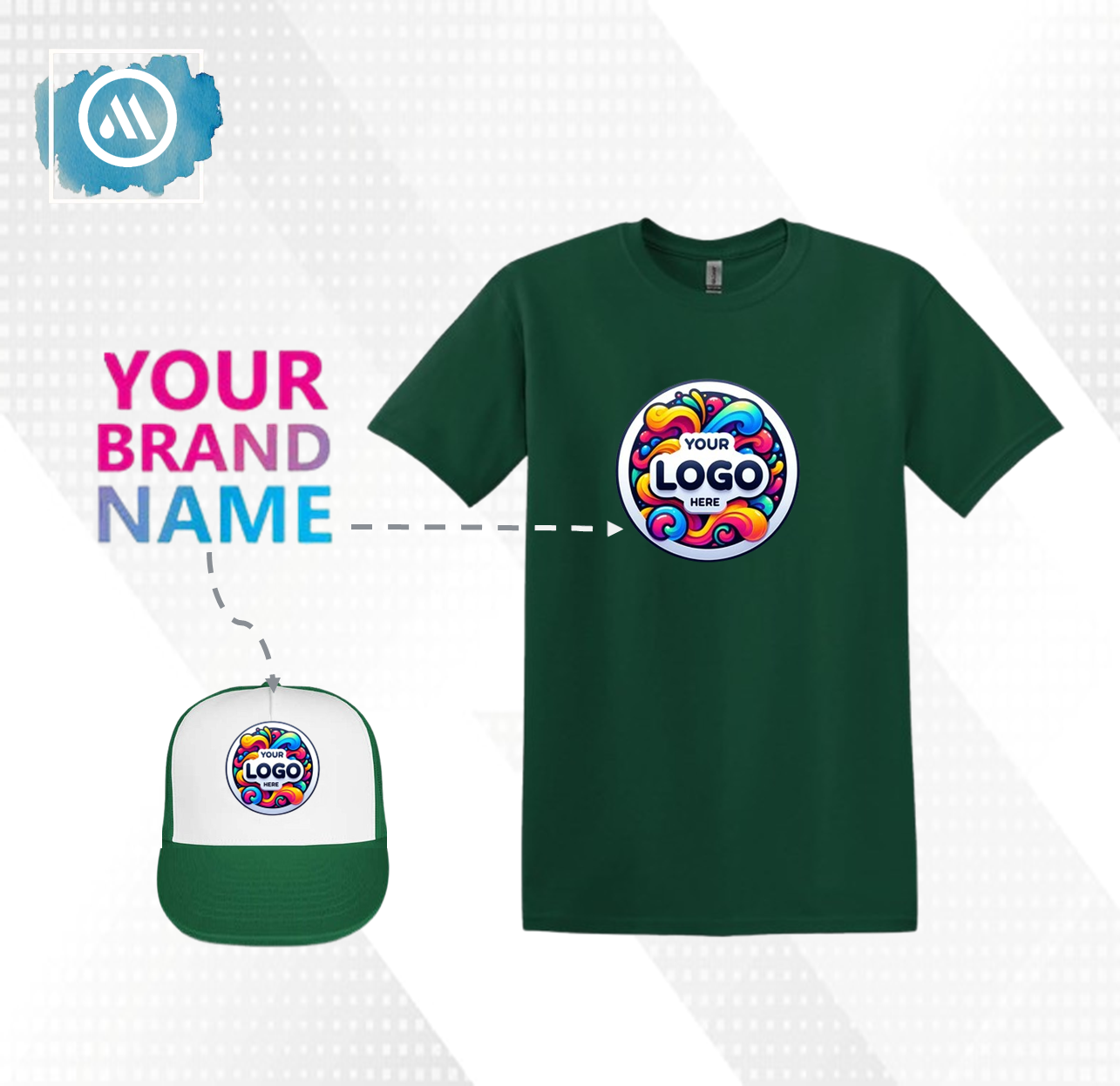 3 Pack Short Sleeve T-Shirt + Trucker Cap with Logo