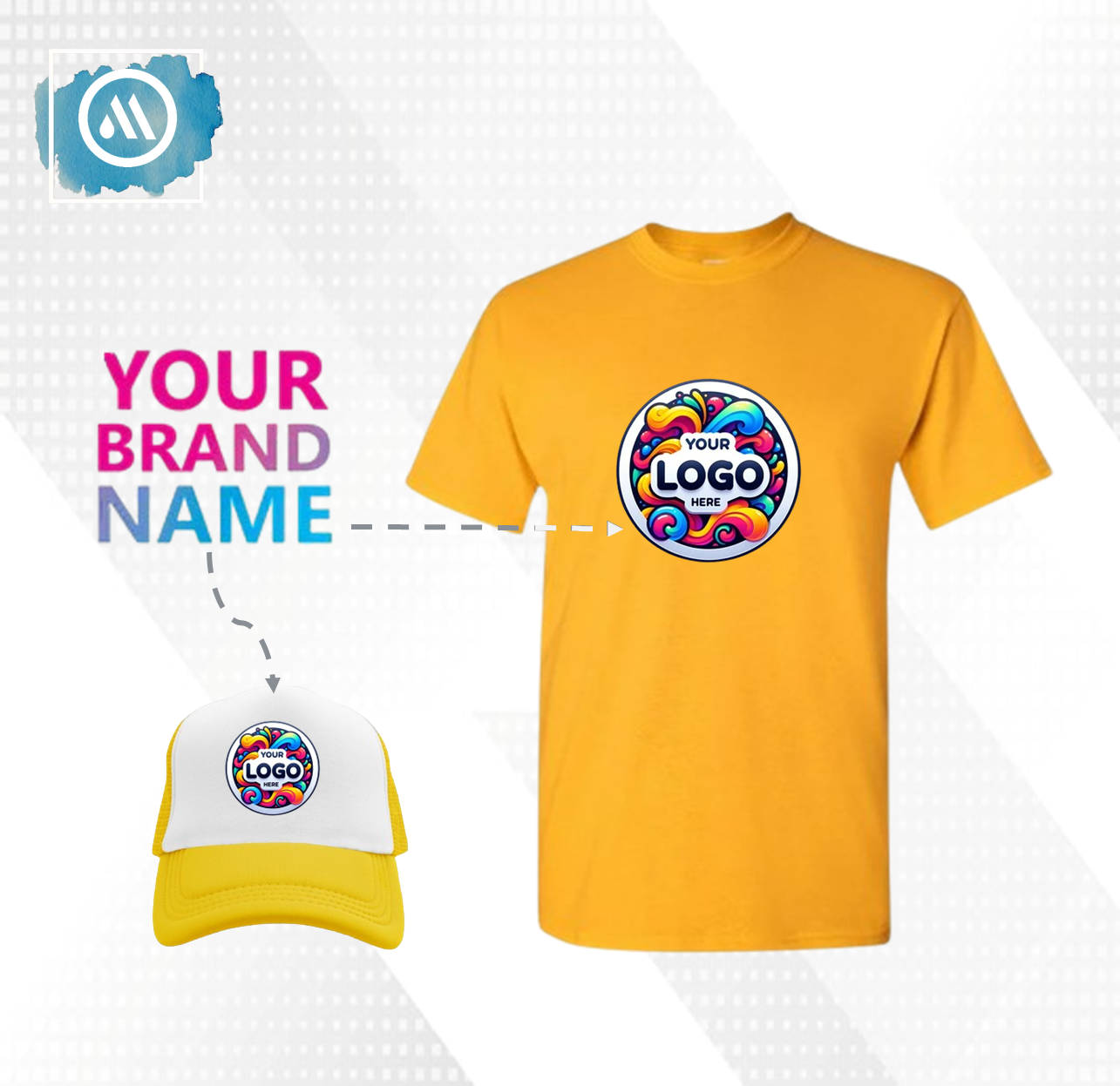 3 Pack Short Sleeve T-Shirt + Trucker Cap with Logo