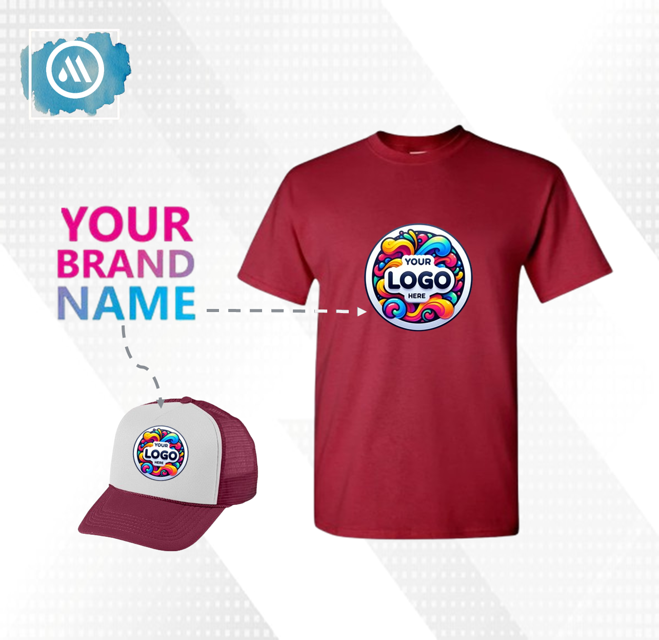 3 Pack Short Sleeve T-Shirt + Trucker Cap with Logo