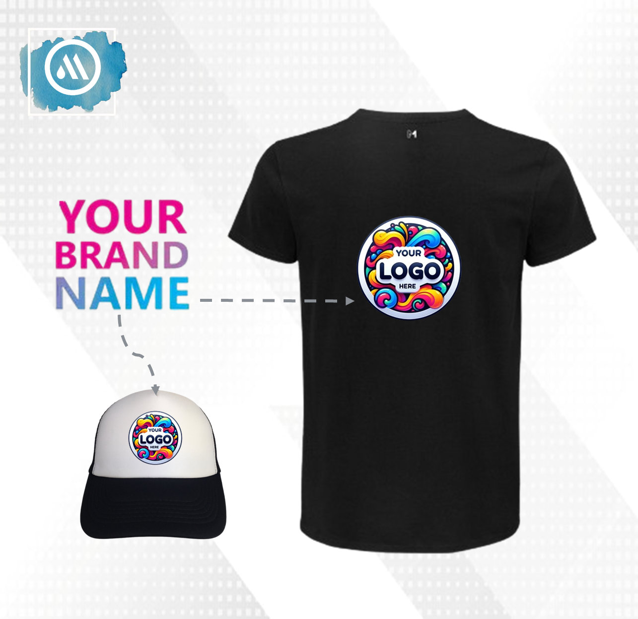 3 Pack Short Sleeve T-Shirt + Trucker Cap with Logo