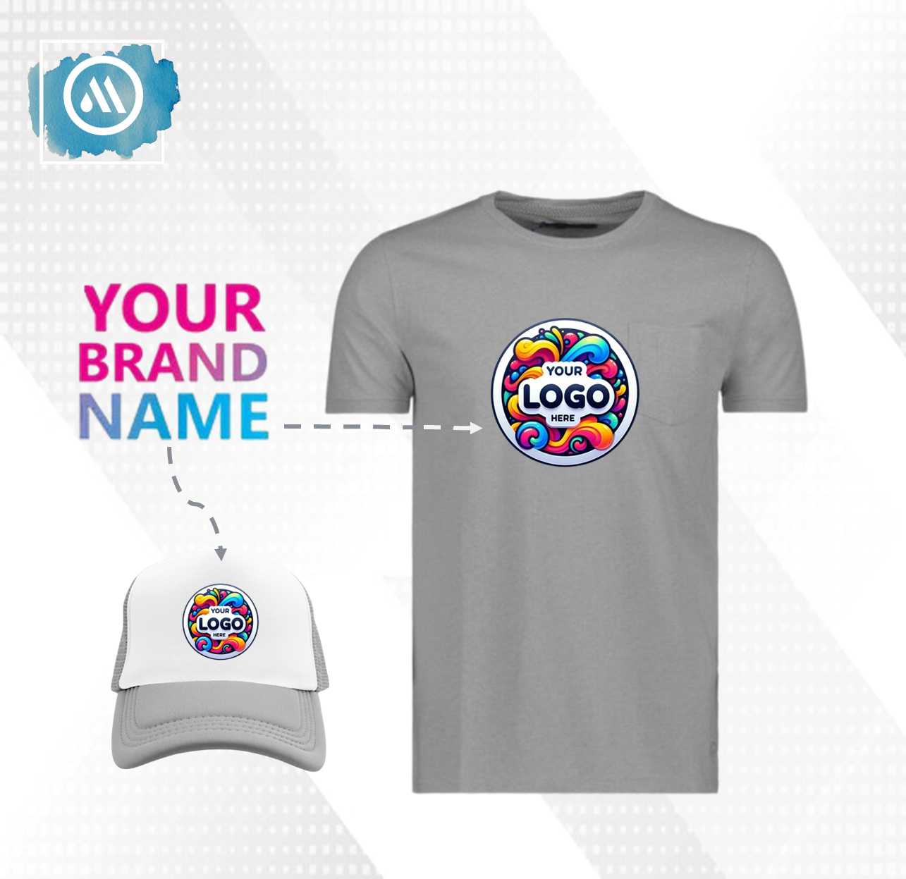 3 Pack Short Sleeve T-Shirt + Trucker Cap with Logo
