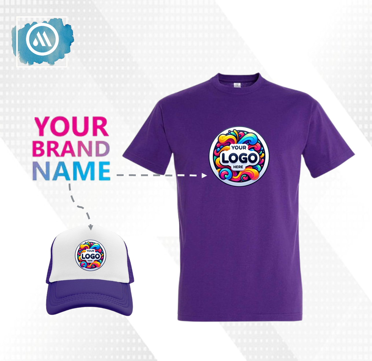 3 Pack Short Sleeve T-Shirt + Trucker Cap with Logo