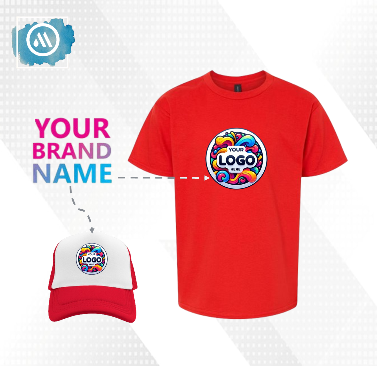 3 Pack Short Sleeve T-Shirt + Trucker Cap with Logo