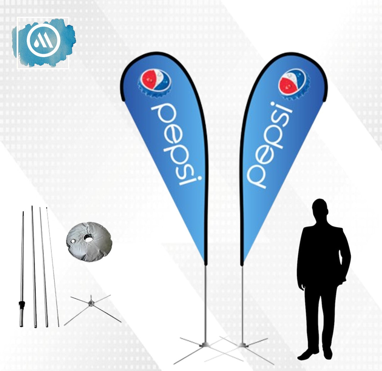 Double Print Full-Color Tear Drop Flags