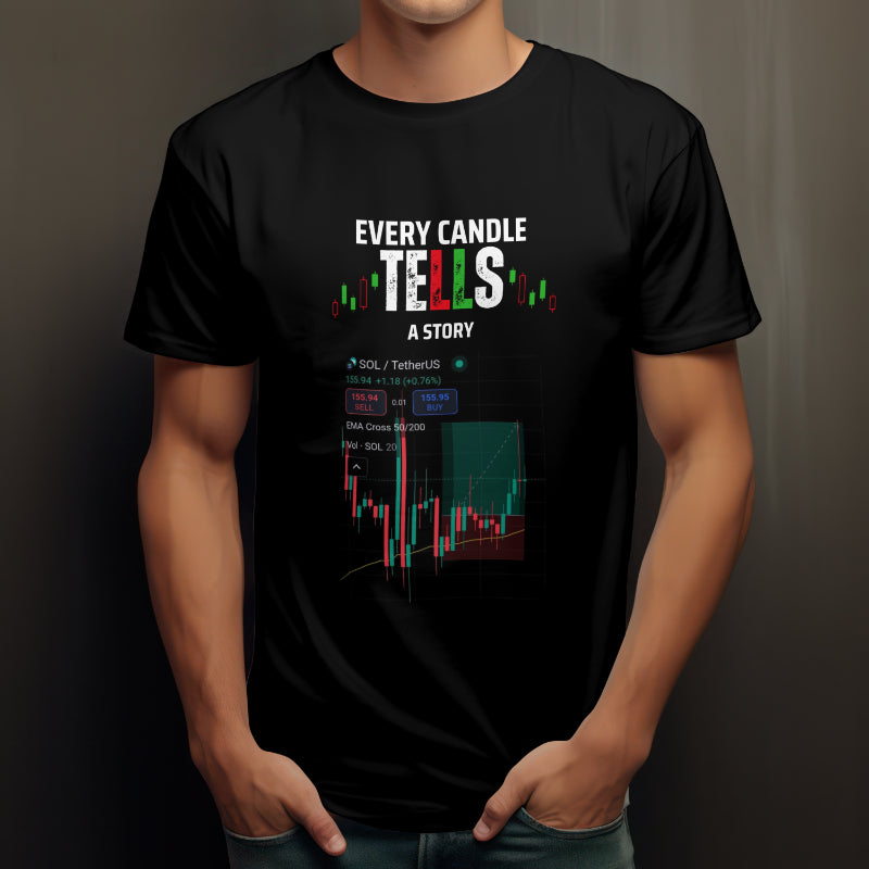 Black or white trading tee with motivational phrase and custom chart print option