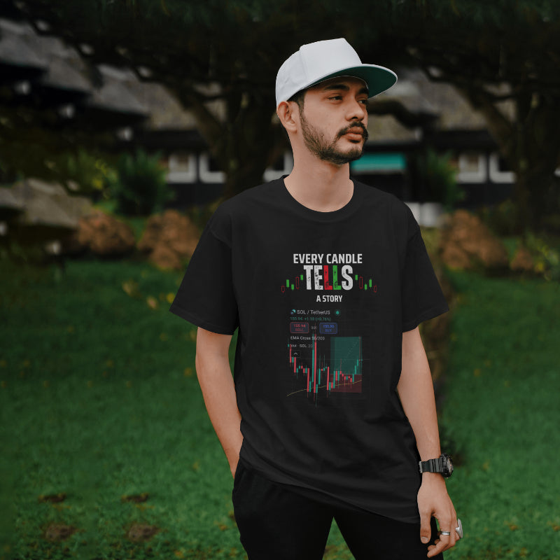 Black or white trading tee with motivational phrase and custom chart print option