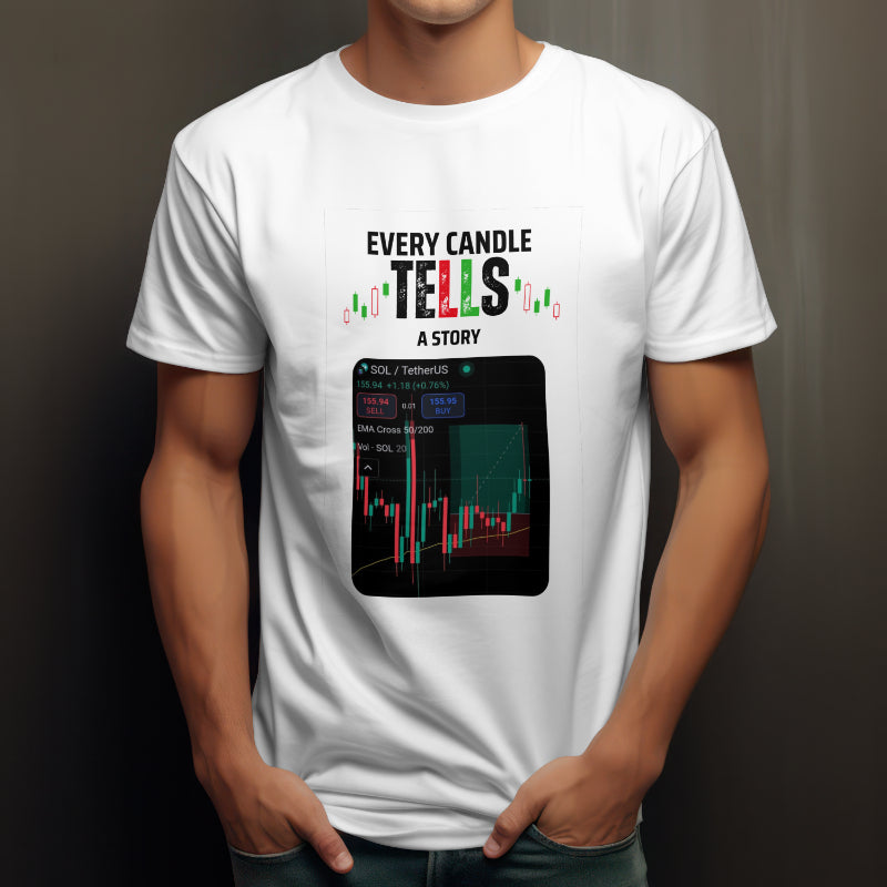 Black or white trading tee with motivational phrase and custom chart print option