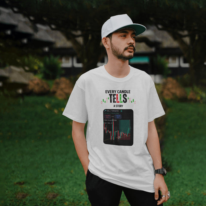 Black or white trading tee with motivational phrase and custom chart print option