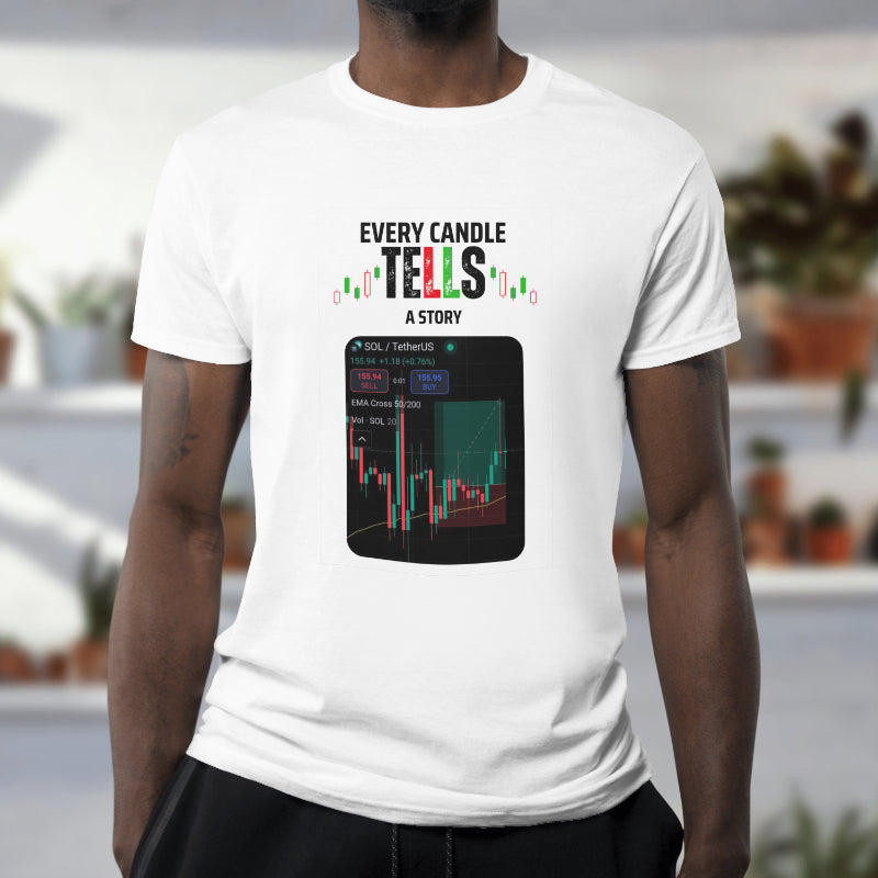 Black or white trading tee with motivational phrase and custom chart print option