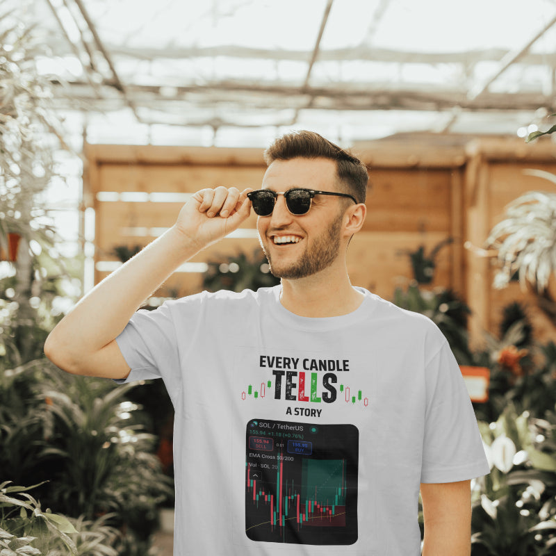 Black or white trading tee with motivational phrase and custom chart print option