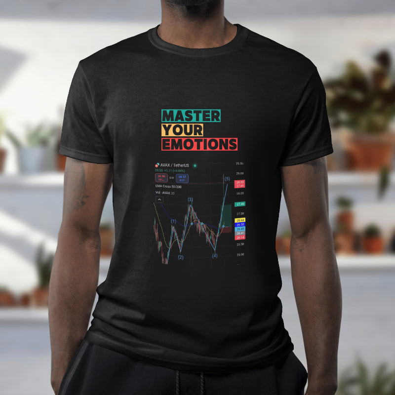 Trading t-shirt with motivational quote and customizable trading chart – perfect gift for crypto and stock traders