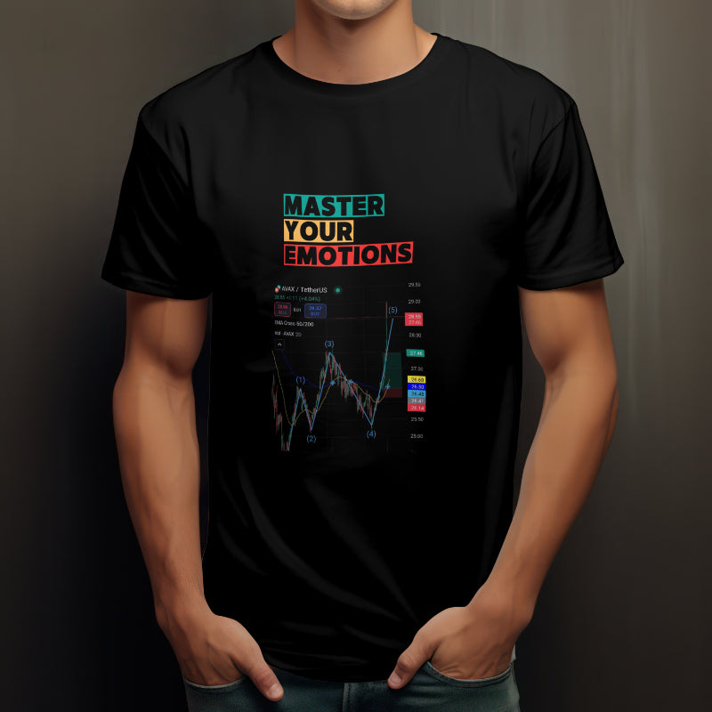 Trading t-shirt with motivational quote and customizable trading chart – perfect gift for crypto and stock traders