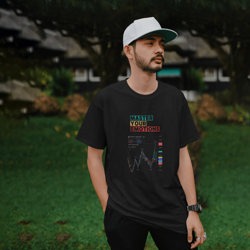 Trading t-shirt with motivational quote and customizable trading chart – perfect gift for crypto and stock traders