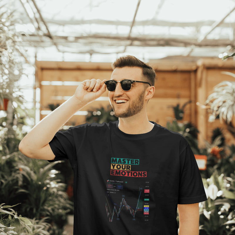 Trading t-shirt with motivational quote and customizable trading chart – perfect gift for crypto and stock traders