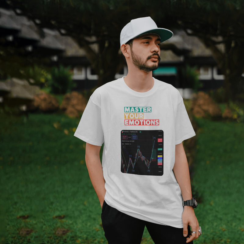 Trading t-shirt with motivational quote and customizable trading chart – perfect gift for crypto and stock traders