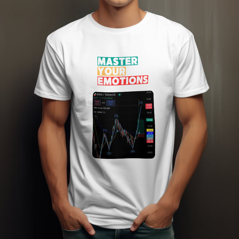 Trading t-shirt with motivational quote and customizable trading chart – perfect gift for crypto and stock traders
