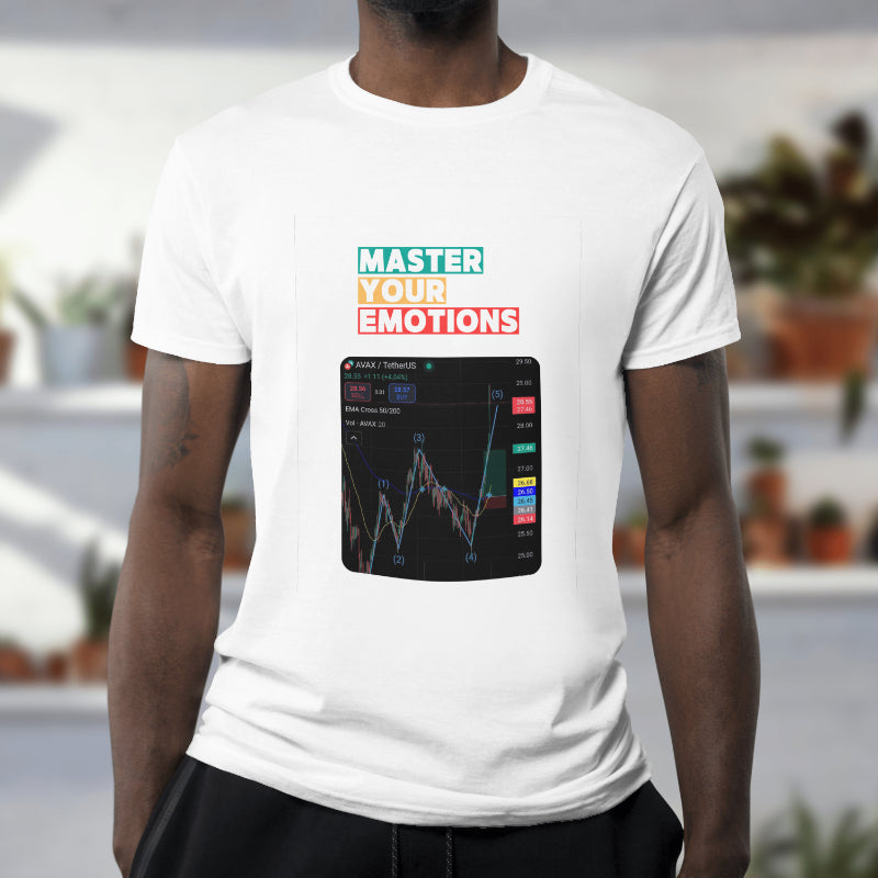 Trading t-shirt with motivational quote and customizable trading chart – perfect gift for crypto and stock traders