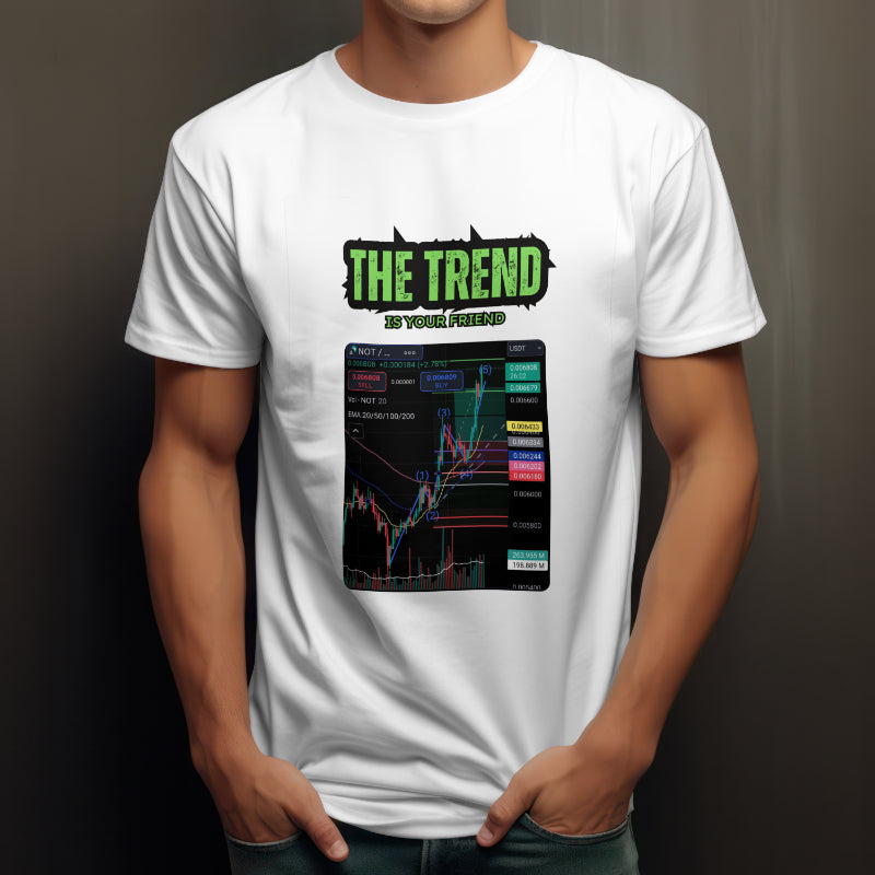 Trading t-shirt with motivational quote and customizable trading chart – perfect gift for crypto and stock traders