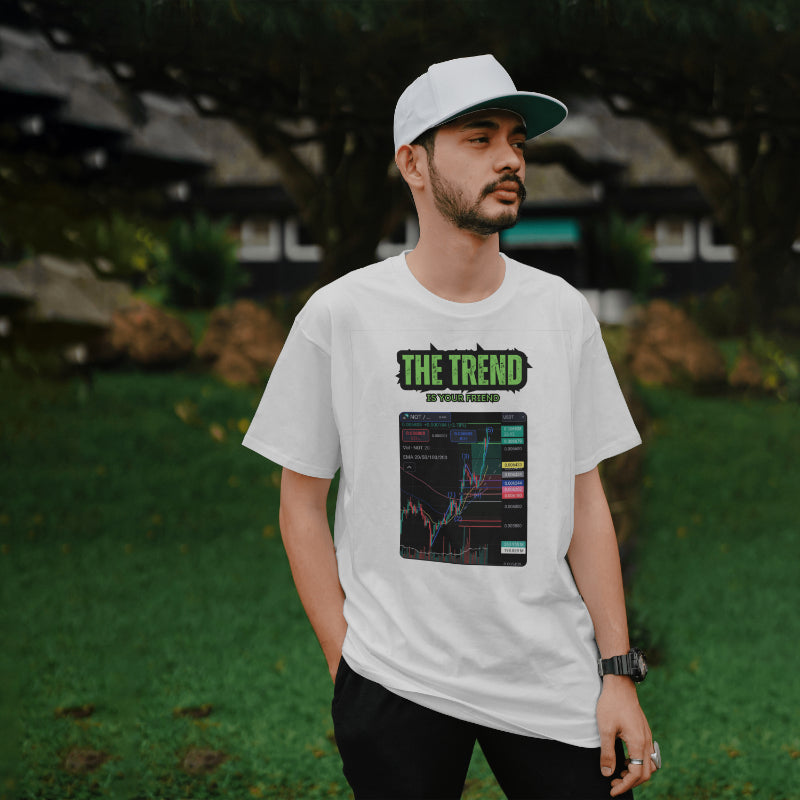 Trading t-shirt with motivational quote and customizable trading chart – perfect gift for crypto and stock traders