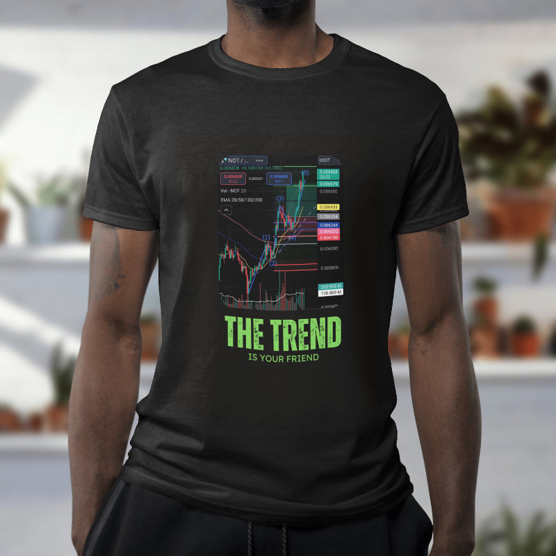 Trading t-shirt with motivational quote and customizable trading chart – perfect gift for crypto and stock traders