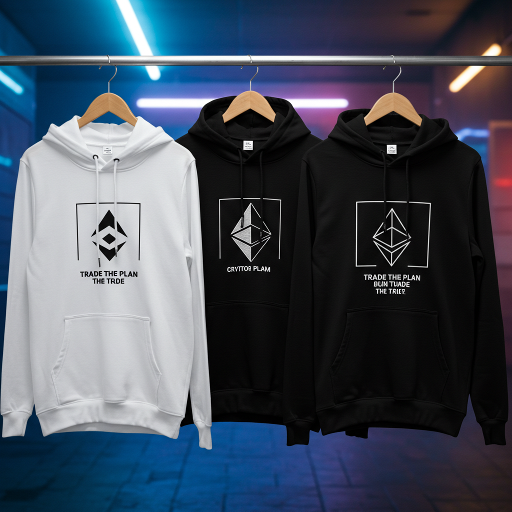 Minimalist Crypto Hoodie with Bitcoin and trading graphics – DC Crypto