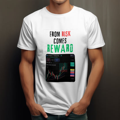 Trading t-shirt with motivational quote and customizable trading chart – perfect gift for crypto and stock traders
