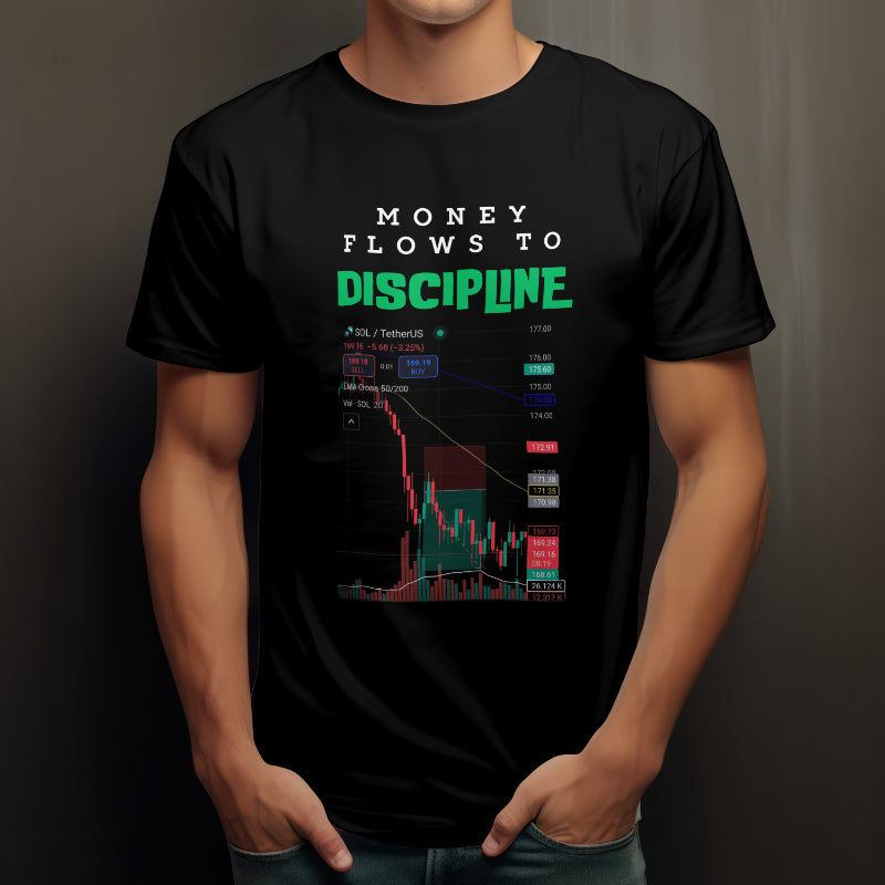 'Money Flows to Discipline' Trading Tee – Master the Market with Focus