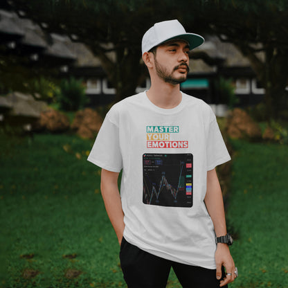 Trading t-shirt with motivational quote and customizable trading chart – perfect gift for crypto and stock traders