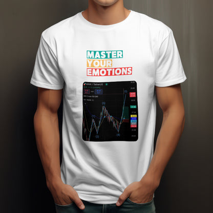 Trading t-shirt with motivational quote and customizable trading chart – perfect gift for crypto and stock traders