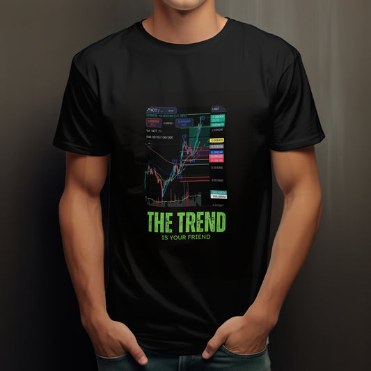 Trading t-shirt with motivational quote and customizable trading chart – perfect gift for crypto and stock traders