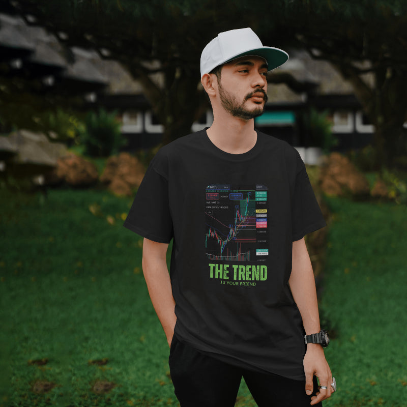 Trading t-shirt with motivational quote and customizable trading chart – perfect gift for crypto and stock traders