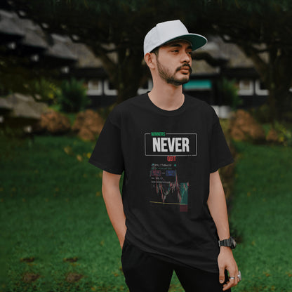 Trading t-shirt with motivational quote and customizable trading chart – perfect gift for crypto and stock traders