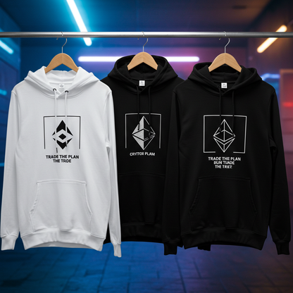 Minimalist Crypto Hoodie with Bitcoin and trading graphics – DC Crypto